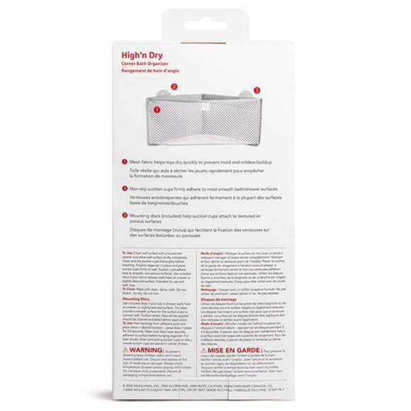 High'n Dry Corner Bath Toy Organizer, Grey - Picture 5 of 5